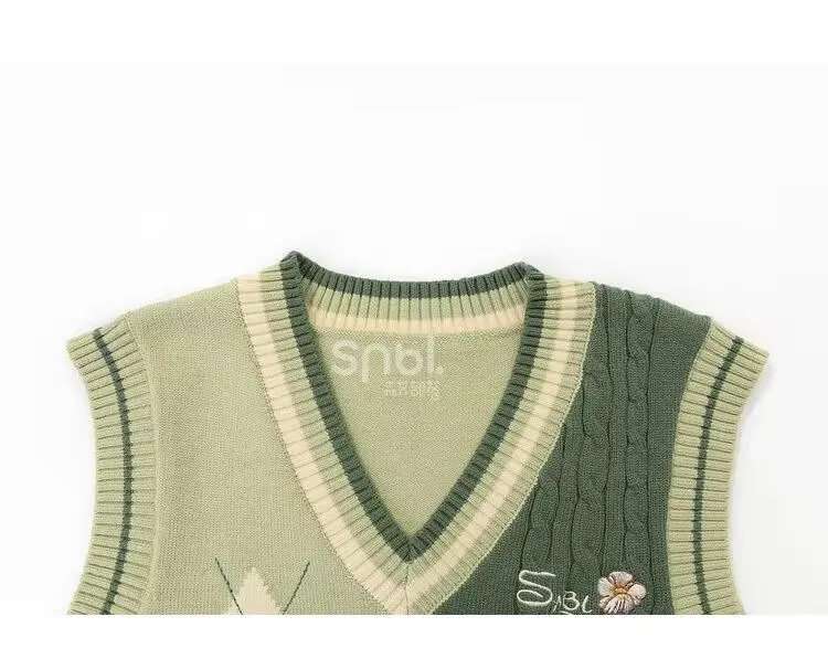 Suéter de punto estilo chica Mori, chaleco para mujer, suéter con estampado de pintura al óleo de dibujos animados Kawaii, abrigo, Jersey de punto Harajuku, chaleco, Tops