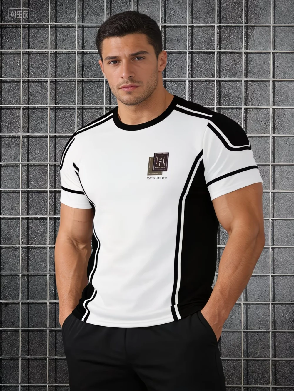 T-shirt pour homme, tendance, color block, imprimé 3D, pour course en plein air, fitness, sport, manches courtes, été, décontracté, col rond, ample, respirant