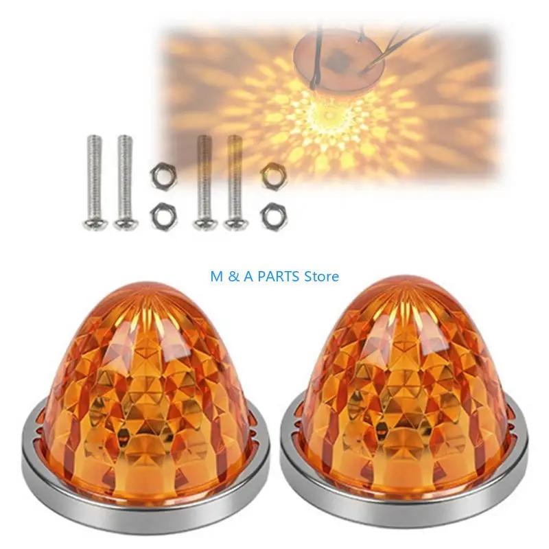 U1JF LED Side Marker Warning Light for Truck or Trailer, 10-30V 2Pcs Light Set with Faceted Lens for Clearance Use Daily