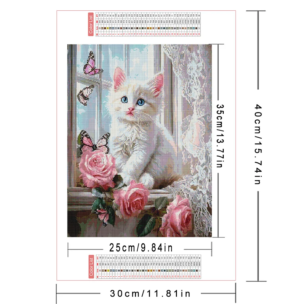 AZQSD Diamond Painting 5D Cat Animal Mosaic Rose Flower Crafts Rhinestones Full Kits Square Round Home Artwork