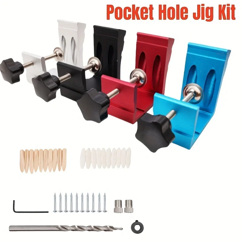 

1Set Pocket Hole Screw Jig, Dowel Drill Joinery Kit Hole Positioner Locator Tool Holes For Woodworking Angle Drilling Holes