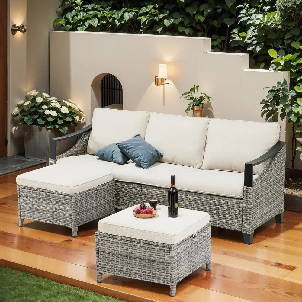 

5 Piece Patio Furniture All Weather 2-Seater Outdoor Sectional Sofa with Thick Cushions for Patio,Porch,Garden,Backyard