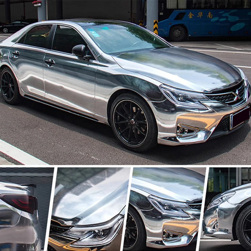 Electroplated Silver Metallic Film Car Whole Body Wrap Vinyl Auto Reflect Sticker Decal Protective Cover DIY Tuning Accessories