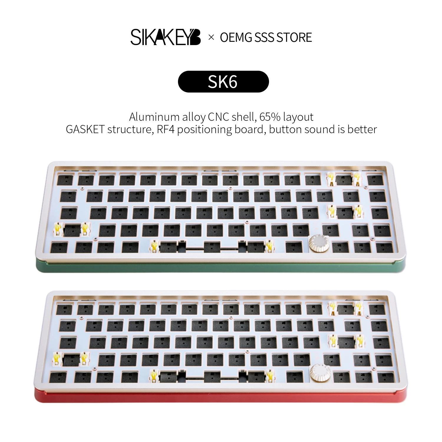 

SIKAKYEB SK6 Castle 68-key 65% layout mechanical keyboard RGB frame DIY kit hot-swappable anodized aluminum CNC
