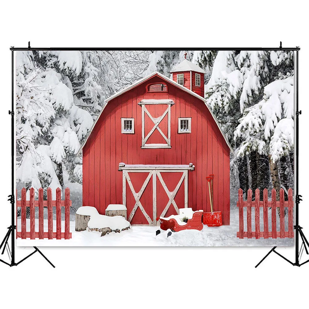 Christmas Warehouse Background Winter Snow Scenery Backdrop for Photographic Studio White Forest X-mas Day Decoration