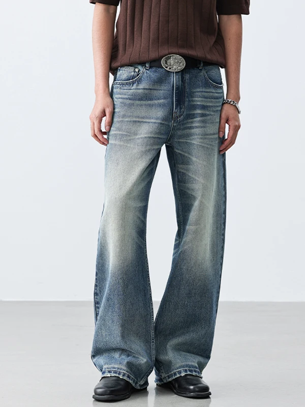 

Мужские джинсы в стиле ретро, американские, синие, весна 2026, свободные, повседневные, прямого кроя, из износостойкого неэластичного хлопкового денима