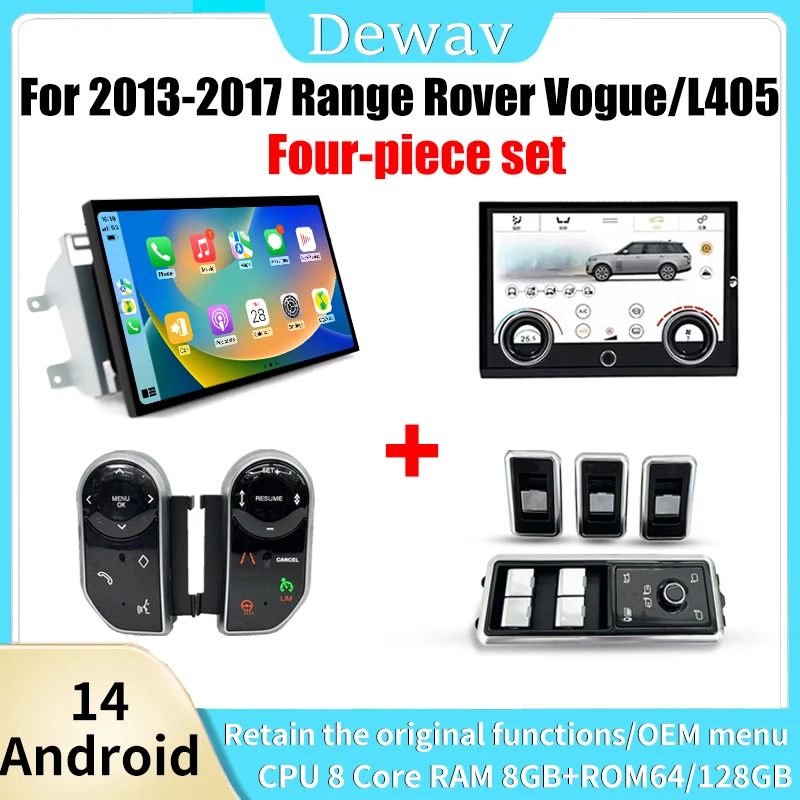 13.3 Inch Android 14 CarPlay Full Set for 2013-2017 Range Rover Vogue L405 Dual System Multimedia Player GPS Radio