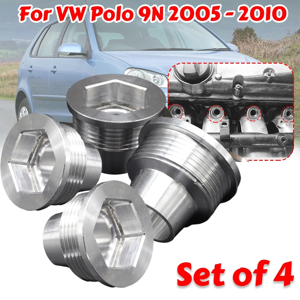 

4X Upgrade Aluminum Fuel Injector Insert Cup Seat For VW Polo 9N 2005 2006-2010 Polo 06B133555H 06B133555D Car Replacement Parts