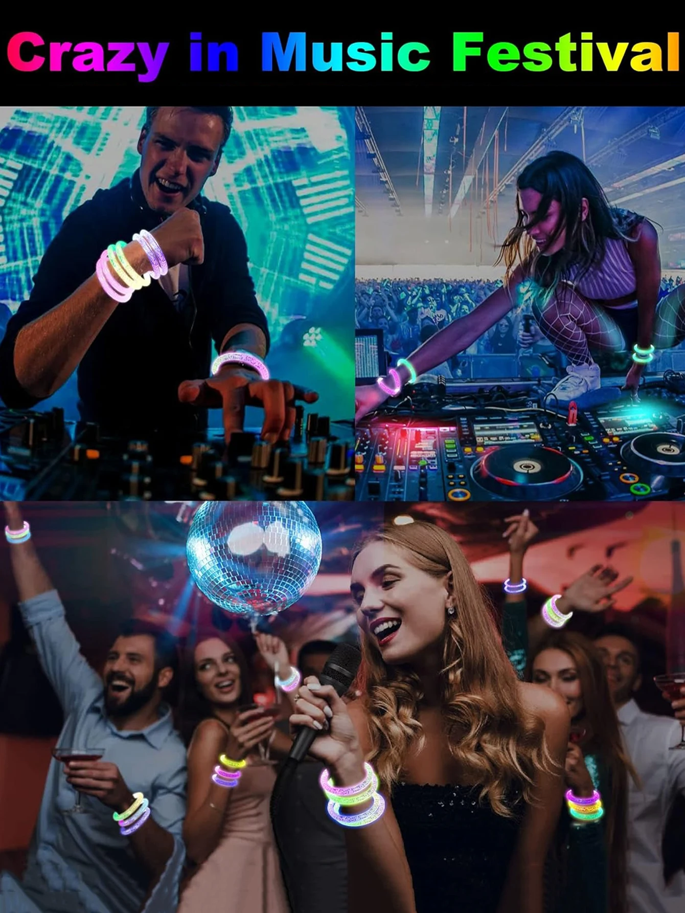 40 قطعة من أساور الحفلات الملونة LED، لوازم الحفلات المضيئة لحفلات الزفاف وأعياد الميلاد وحفلات أعياد الميلاد والكرنفالات للعام الجديد