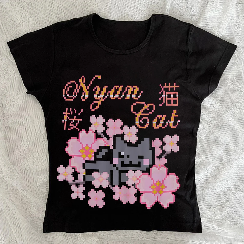 Kawaii Girl Harajuku slim fit vest aesthetic women's clothing vest Goth Y2k printed vest retro punk Grunge Fairy T-shirt