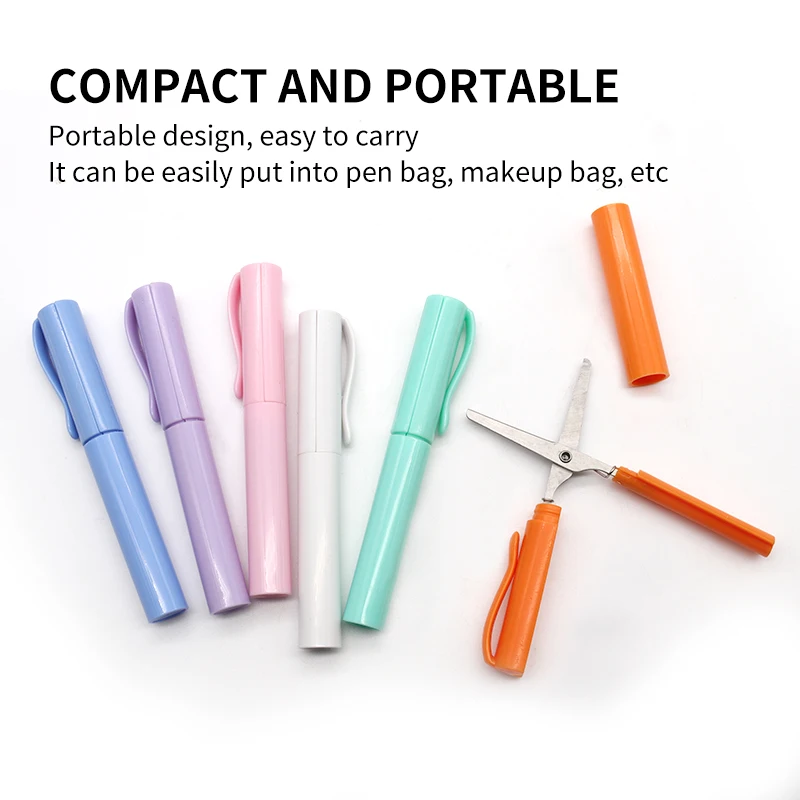 Portable Pen Shape Scissors Creative Safe Folding Scissors DIY Multifunction Paper-Cutting Art Tool School Office Supplies