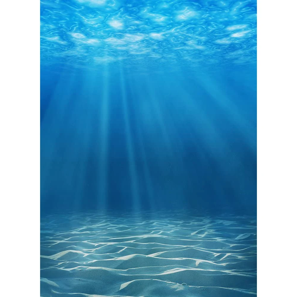 Underwater World Photography Backdrop Undersea Sunlight Sun Ray Deep Blue Water Background Seabed Portrait Shoot Baby Shower