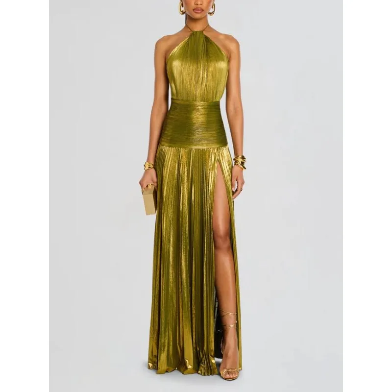 Luxurious Women Corset Party Cocktail Dress Sexy Off Shoulder Halter Folds Slit Guest Celebrity Long Dress Celebrity Prom Gown