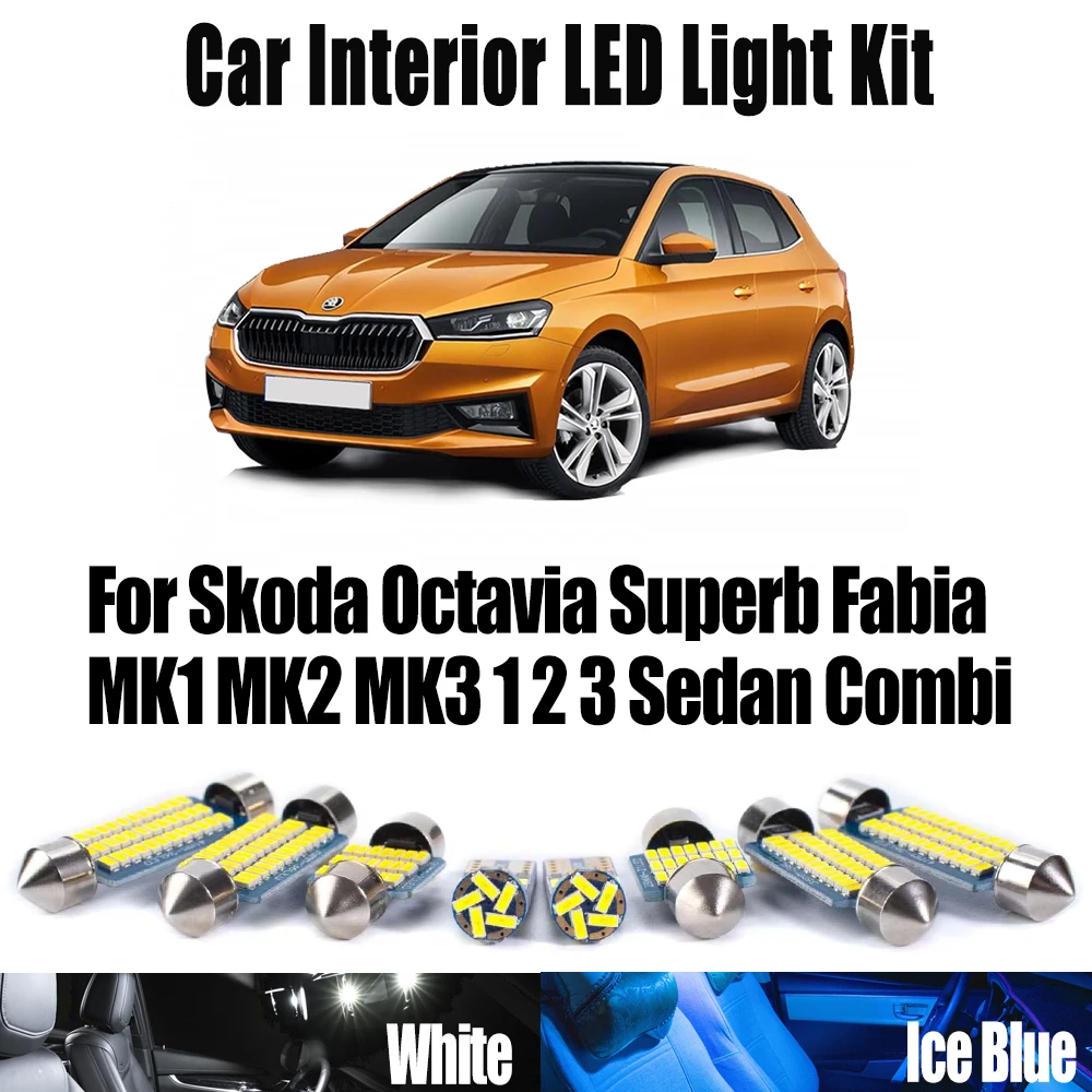 Canbus LED Interior Reading Bulbs For Skoda Octavia Superb Fabia MK1 MK2 MK3 1 2 3 Sedan Combi Car Accessories Dome  Light Kit