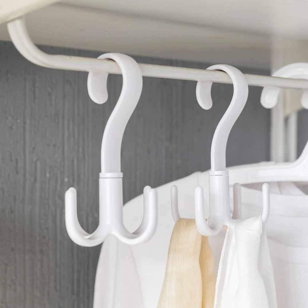 

3 Pcs Rotating Hanger Hooks 4 Hooks Tie ganizer Rack for Scarves Belts White Lightweight Portable Closet Storage Solution