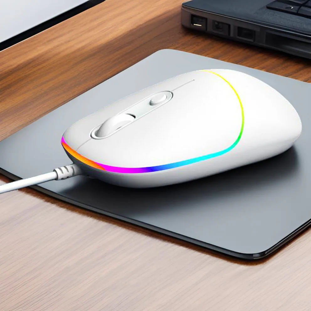 Compact USB Wired Mouse Colorful RGB Backlight 6400 DPI Wired Gaming Mouse Office Mute Mice MS229 For Laptops Desktop Computer