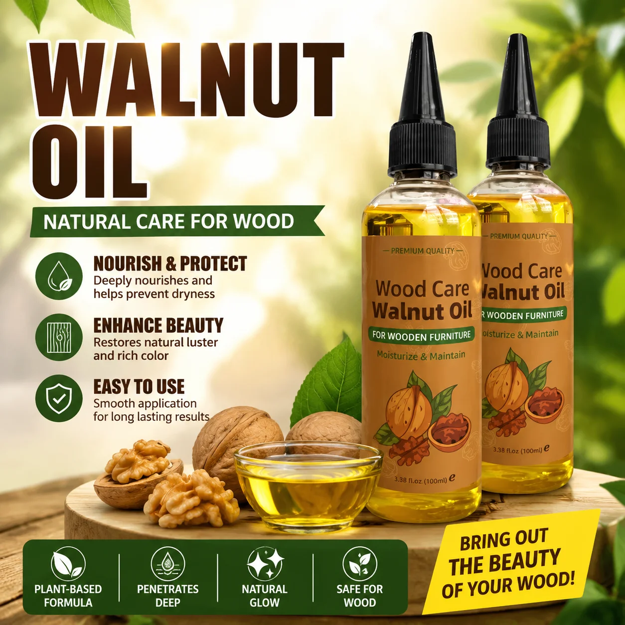 Walnut Oil Is a Special Oil for the Maintenance of Rosewood Furniture Crack Prevention Care Oil for Solid Wood in Cultural Play