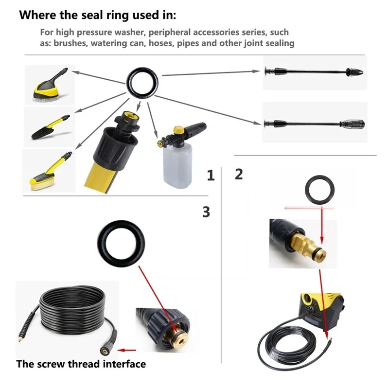 โอริงซีล 30 ชิ้น สำหรับเครื่องฉีดน้ำแรงดันสูง Karcher รุ่น K2 K3 K4 K5 K6 K7 ปะเก็น หัวฉีด แปรง อะไหล่ 2.640-729.0 โอริง NBR