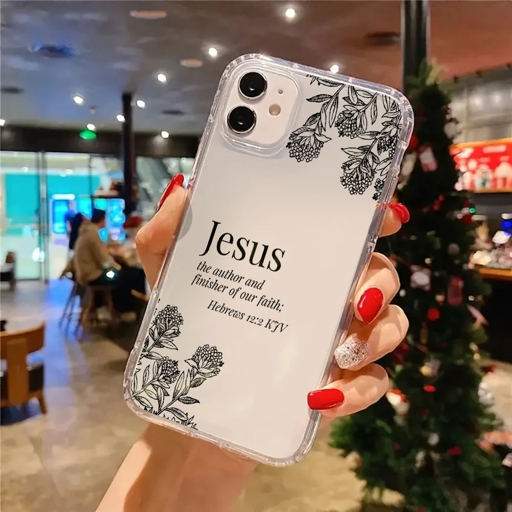 Jesus Bible Verse Floral Pattern Clear Phone Case for IPhone 17 16 15 14 13 12 11 Pro Max 17 Air 14 Plus XS X XR Silicone Cover view 4