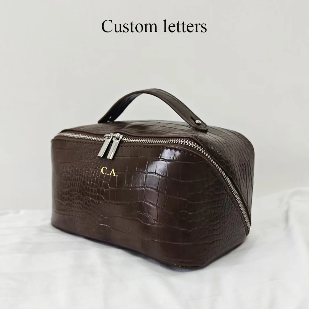 Große Kosmetiktasche mit Tragegriff, ideal als Geschenk für Frauen, mit individuellem Namensaufdruck, als Organizer für Kosmetikartikel, Reisetasche für Toilettenartikel, Aufbewahrungstasche für BHs