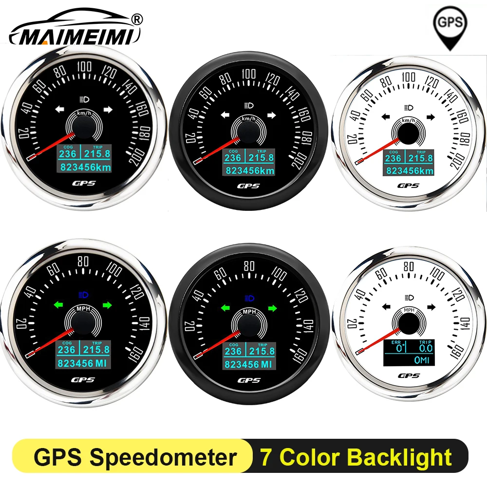 

Universal 85mm GPS Speedometer 4 IN 1 Tachometer+GPS Antenna Motorcycle Speedmeter 200KMH Odometer Trip for Boat ATV UTV Marine