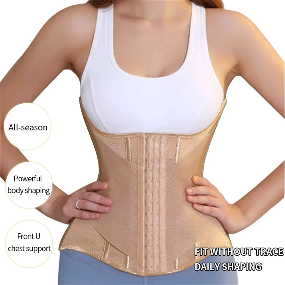 Becirzet Shapewear U-förmiger Taillentrainer Korsett für Damen, Hochkompressions-Body-Reduzierer, Brustlift, Stahlknochen-Taillentrainer – Detail 5
