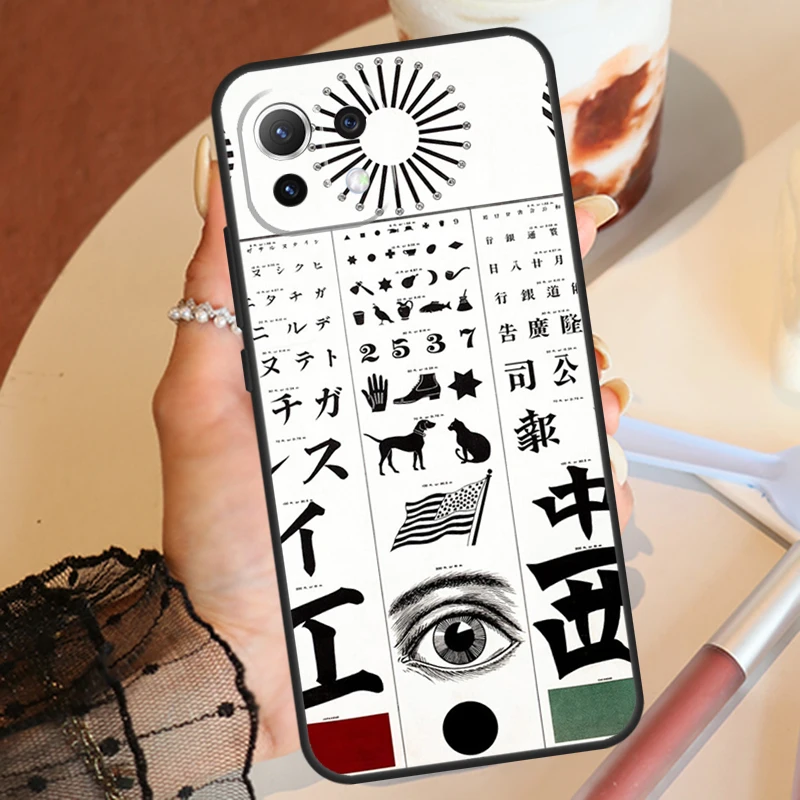 Vision Test Chart Case For POCO F3 F5 M5 M5s X5 X3 Pro F4 X4 GT Xiaomi 13 Ultra 13T 12T 11T Pro 12 Lite Cover