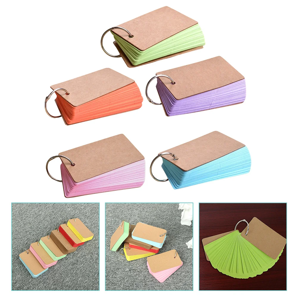 

Notebook Colored Cards Index Memo Blank Flashcards with Binder Ring Revision The