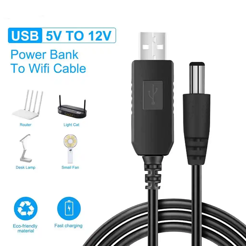 USB to DC Power Cable for Router Fan Speaker USB to DC 3.5mm Jack 5V to 12V Charging Cable Power Cord Plug Connector Adapter