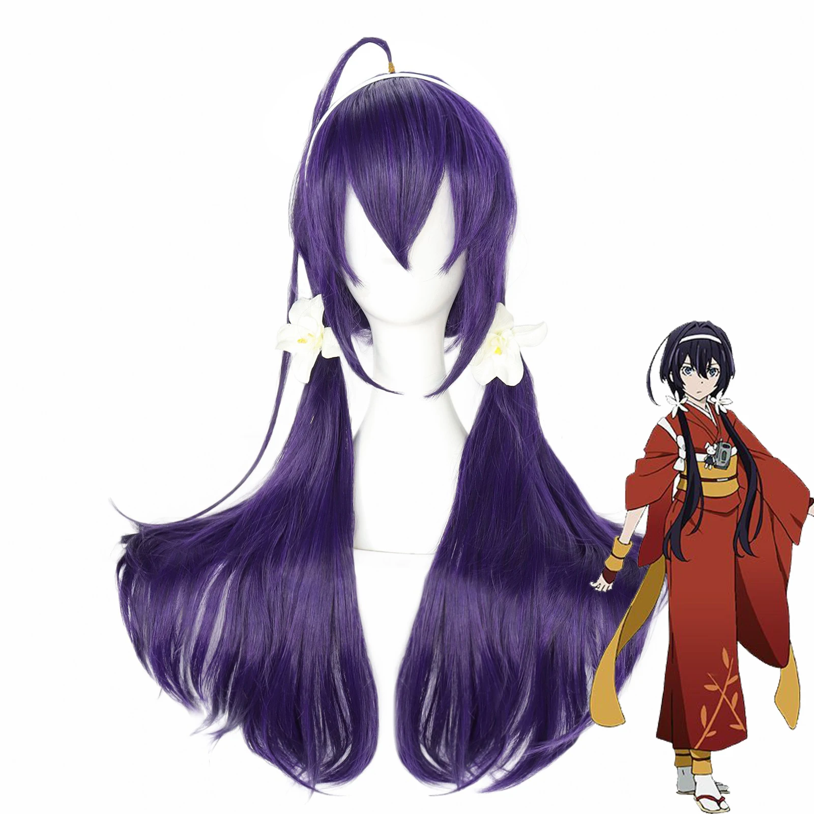 

Anogol Synthetic Hitori Ayumu Kyouka Izumi Cosplay Wig Anime Bungo Stray Dogs Long Purple Hair Machine Made for Halloween Party