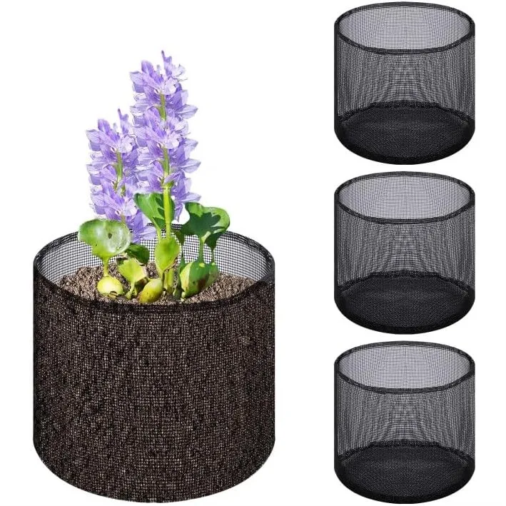 

4 Pack Aquatic Pond Planting Bags - 7.1" H x 7.2" Dia Reusable Mesh Plant Pots for Water Lily and Bog Plants