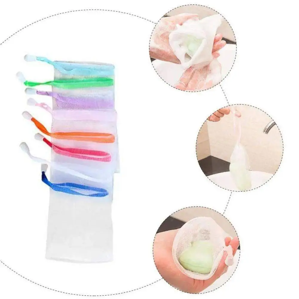 Hangable Soap Foaming Net Shower Bathroom Facial Cleanser Cleaning Glove Bubble Net Tools Soap Bags Cleaning Body Mesh R9T7