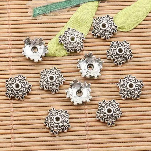 30pcs 11mm hole 1.5mm tibetan silver color flowers bead cap HWH0393