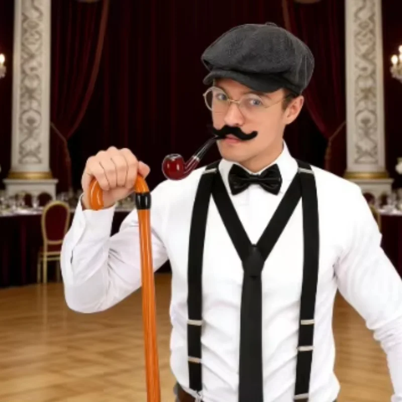 

Vintage British gentleman clothing accessories: berets, suspenders, canes, and other accessories, vintage-themed parties
