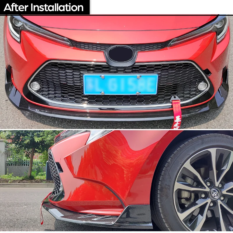 E210 Pre-facelift 3PCS Gloss Black Front Lip Bumper Splitter for Toyota Corolla 12th 2019 - 2021 E20 (Not for SE Hybrid GR XSE)