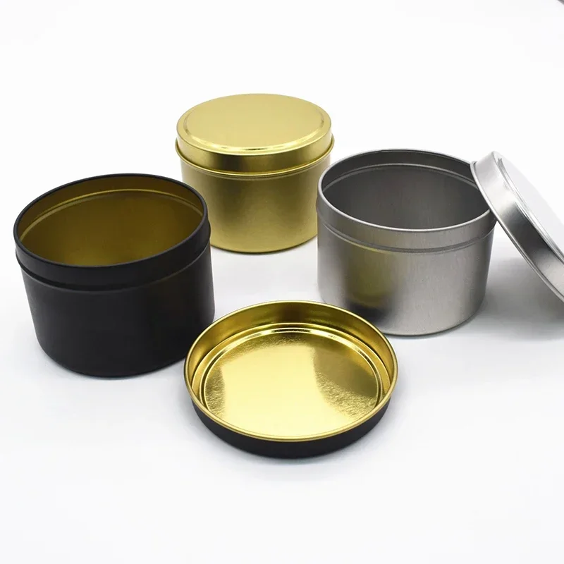 16Pcs 8oz Black Candle Tin Jars With Lid Round Metal Tin Box DIY Making Candle Candy Cake Gift Box Face Cream Cosmetic Container