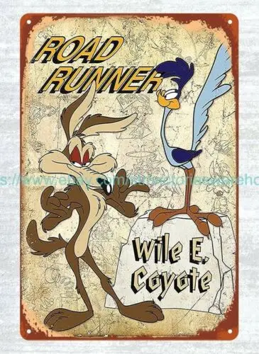 1p، Road Runner & Wile E. Coyote معدن القصدير علامة ديكور المطبخ