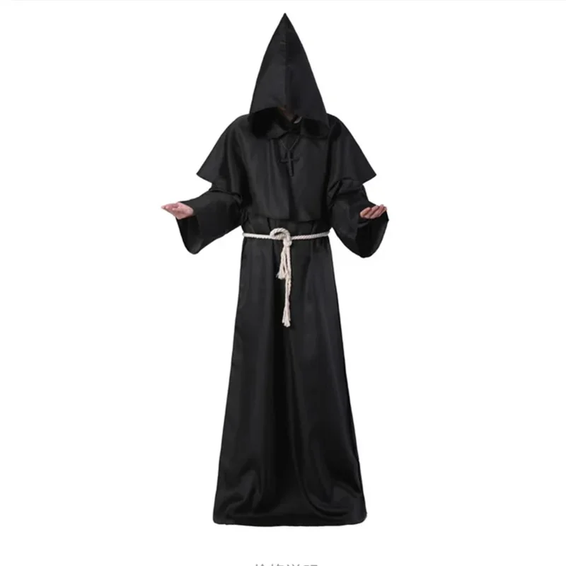 

Halloween Cosplay Stage Performance, Role-playing, European Medieval Mysterious Monk Robe, Priest, Professional Exorcism Costume