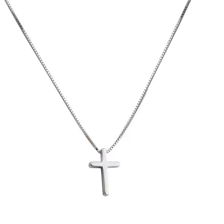 925 Sterling Silver Necklace Cross Pendant Women's Simple Design Temperament Wholesale Clavicle Chain Women's Jewelry view 5