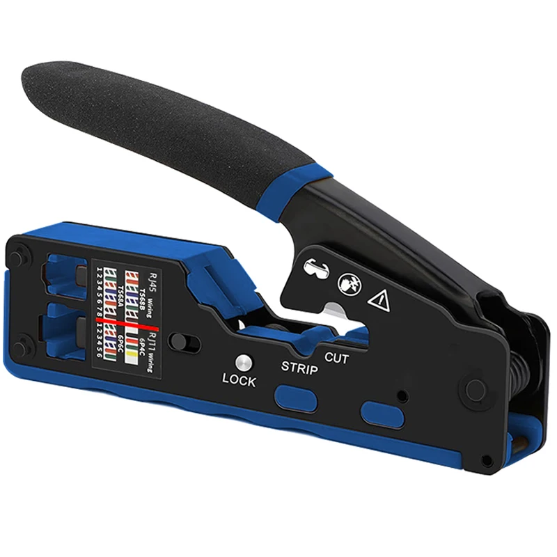 Zestaw narzędzi do zaciskania RJ45 RJ11, narzędzie do zaciskania przelotowego Cat6, do złącz Cat5 Cat5e Cat6 8P6P, uniwersalna zaciskarka Ethernet. — zdjęcie produktu 7