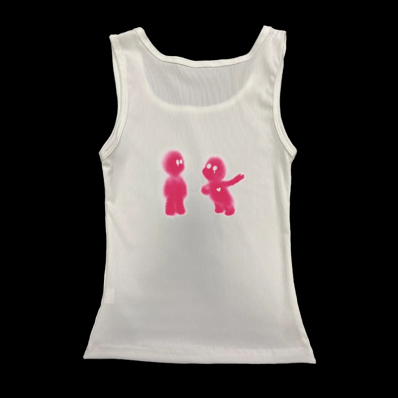 

European and American 2025 Spring and Summer New Y2K Sexy temperament Women's T-shirt Gothic Printed Pattern Two Piece Set Strap