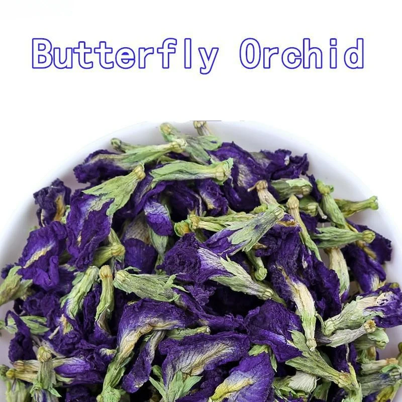 2023 New Natural Butterfly Orchid Dried Flower Blue Butterfly Pea Flower For Beauty Soap Wedding Candle Perfume Making 100g/200g