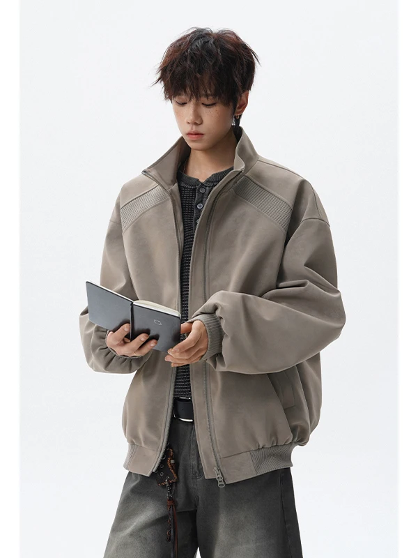 American Style Men's Jacket Coat Handsome Commute Versatile Large Size Baseball Uniform Loose Fit Anti-Static Processing