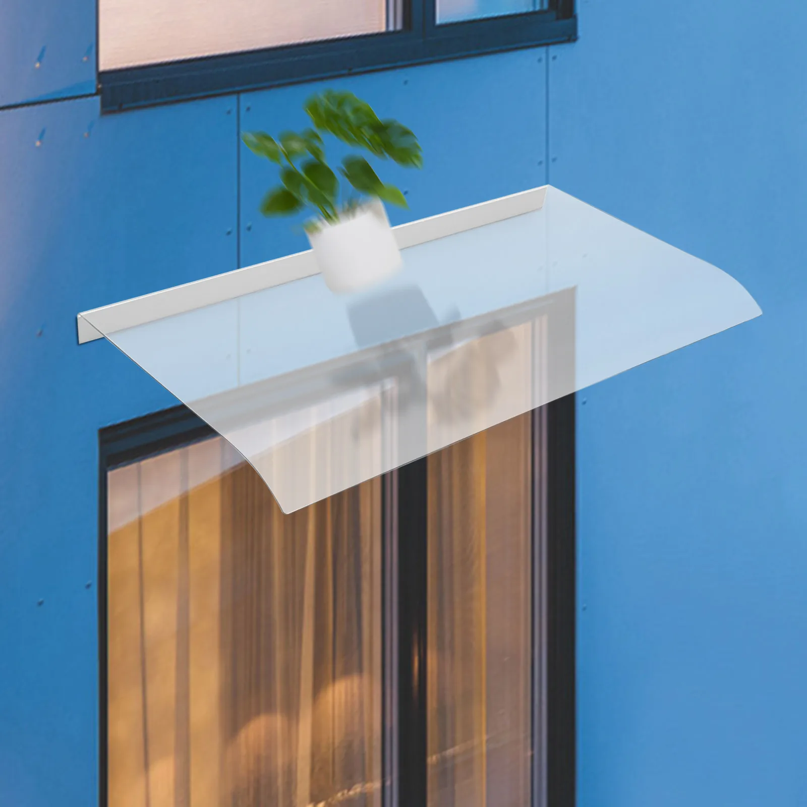 مظلة نافذة يدوية شفافة للكمبيوتر الشخصي، مأوى مطر خارجي 50 × 100 سم، غطاء حماية للباب بسمك 3.5 مم للتركيب الخارجي #6