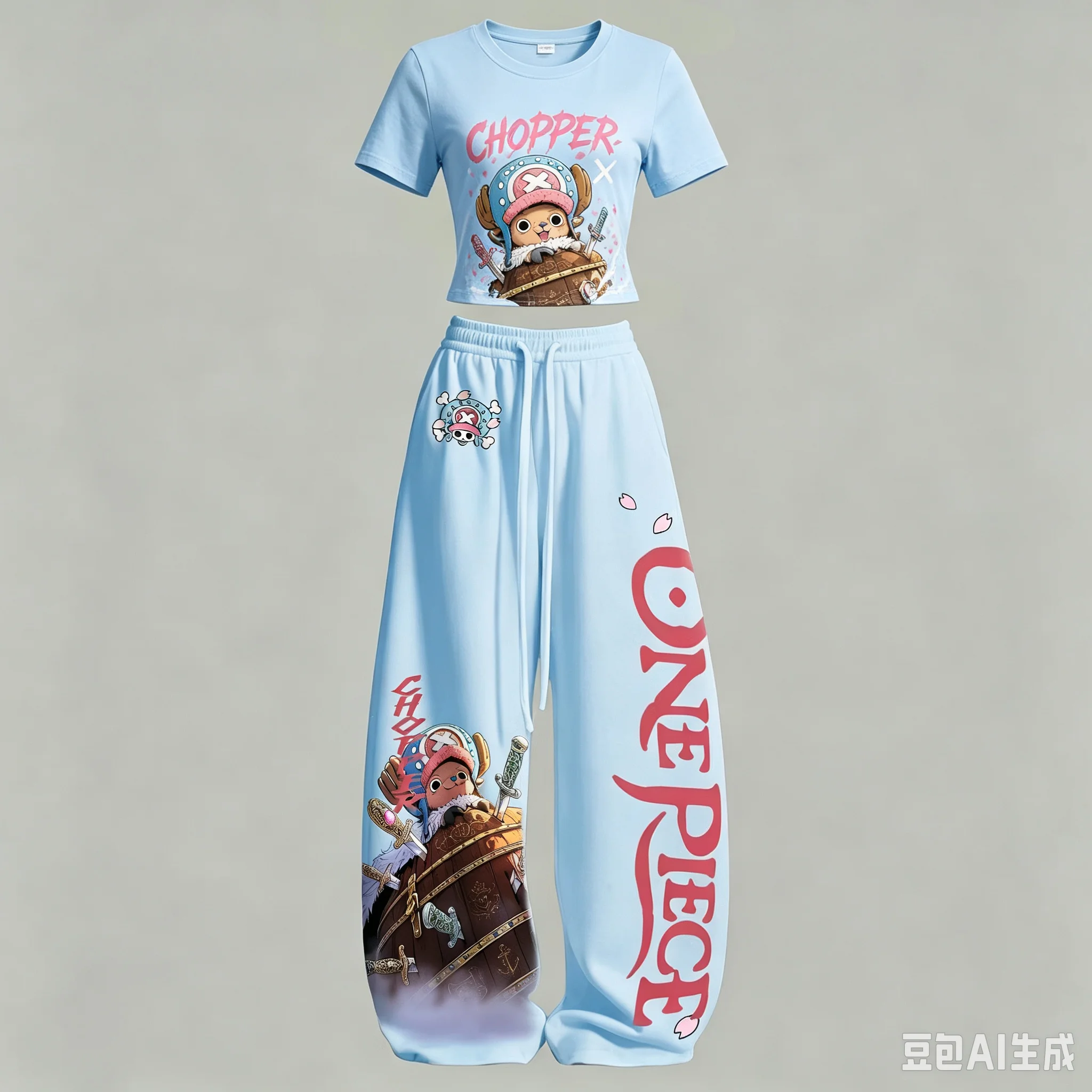 Unisex Casual Two‑Piece Matching Set Short Sleeve Tee & Long Trousers One Piece Cartoon Graphic Print Loose Daily Street Outfit