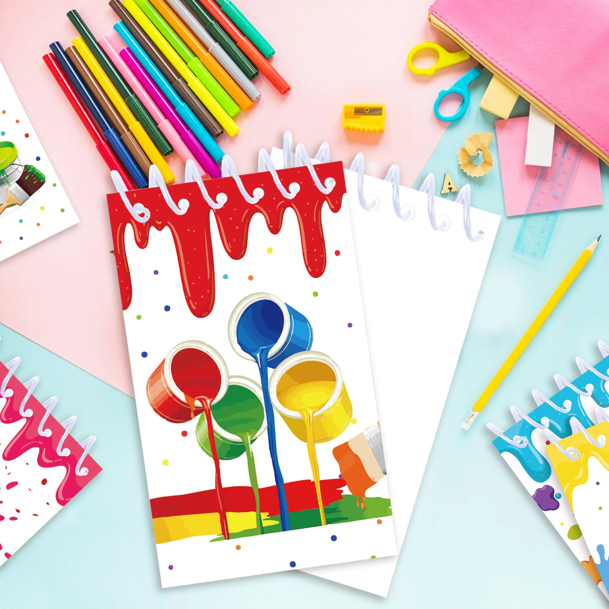 8 pz Arte Tavolozza di Colori A Tema Mini Spirale Tasca Notebook Memo Pad Bobina Libretto Notepad Per Ufficio di Cancelleria Scuola Diari
