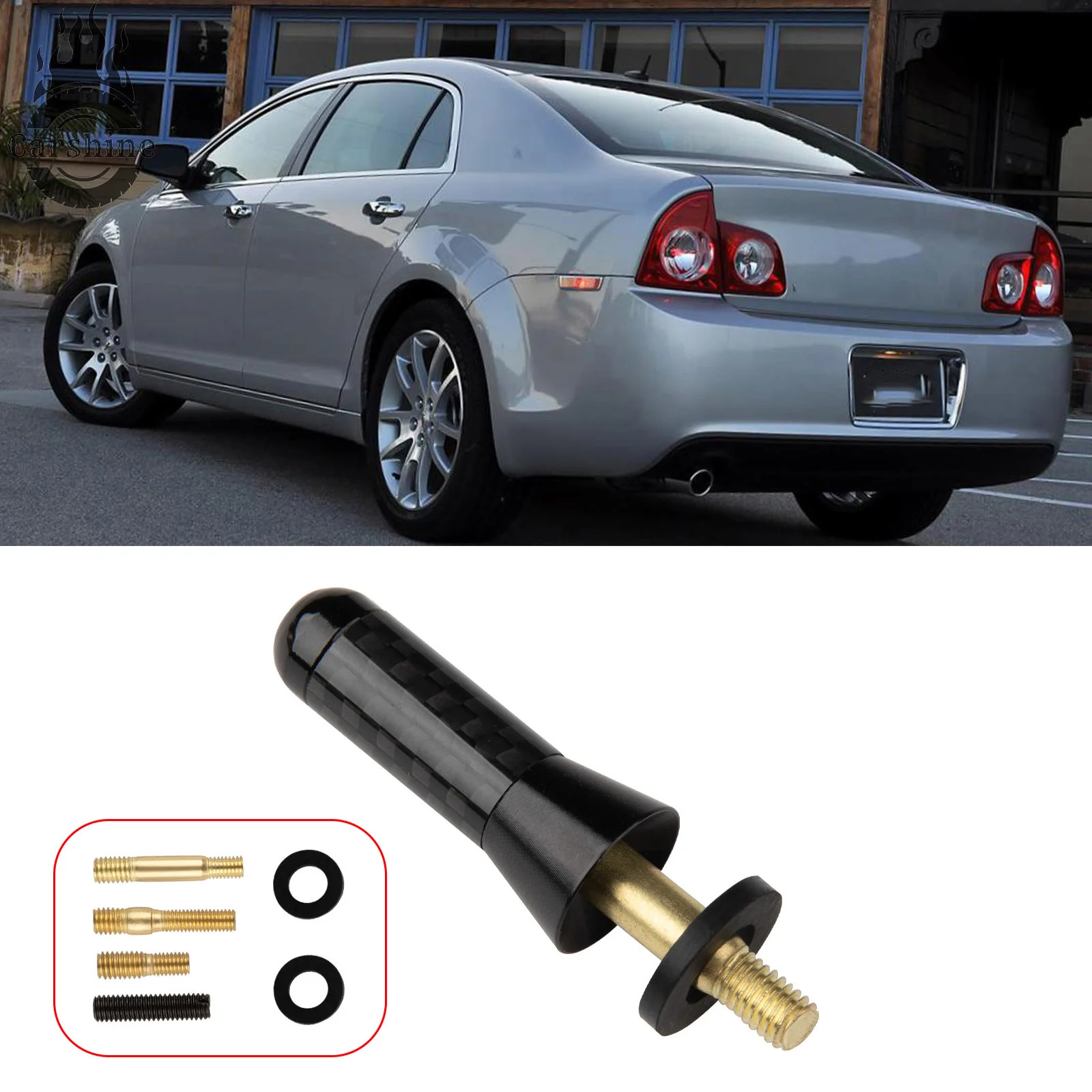 

Автомобильная антенна из углеродного волокна, радио FM-антенна, черная 1,4 дюйма для Chevrolet Malibu