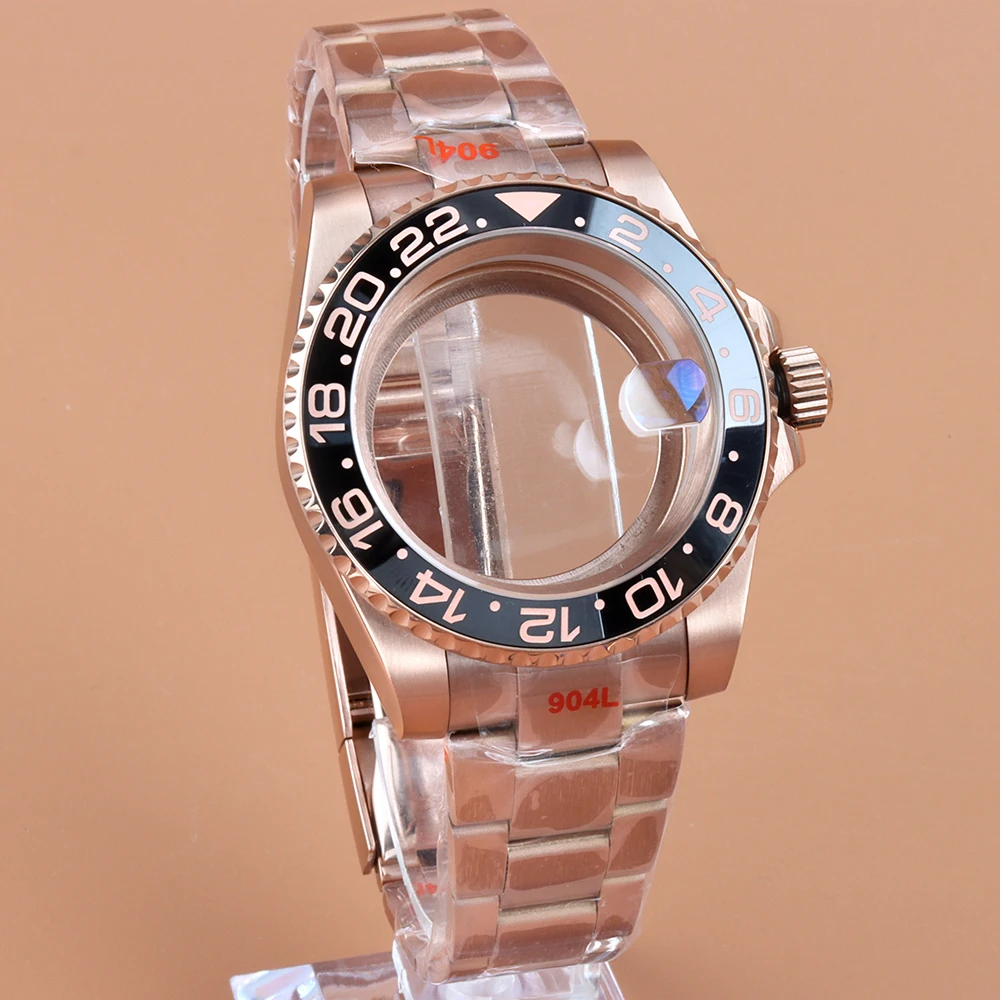 

For GMT 40mm NH35 Watch Case Oyster Bracelet Fit YACHT-MASTER SUB NH34 NH35 NH36 NH38 Movement 28.5mm Dial Sapphire Glass Case