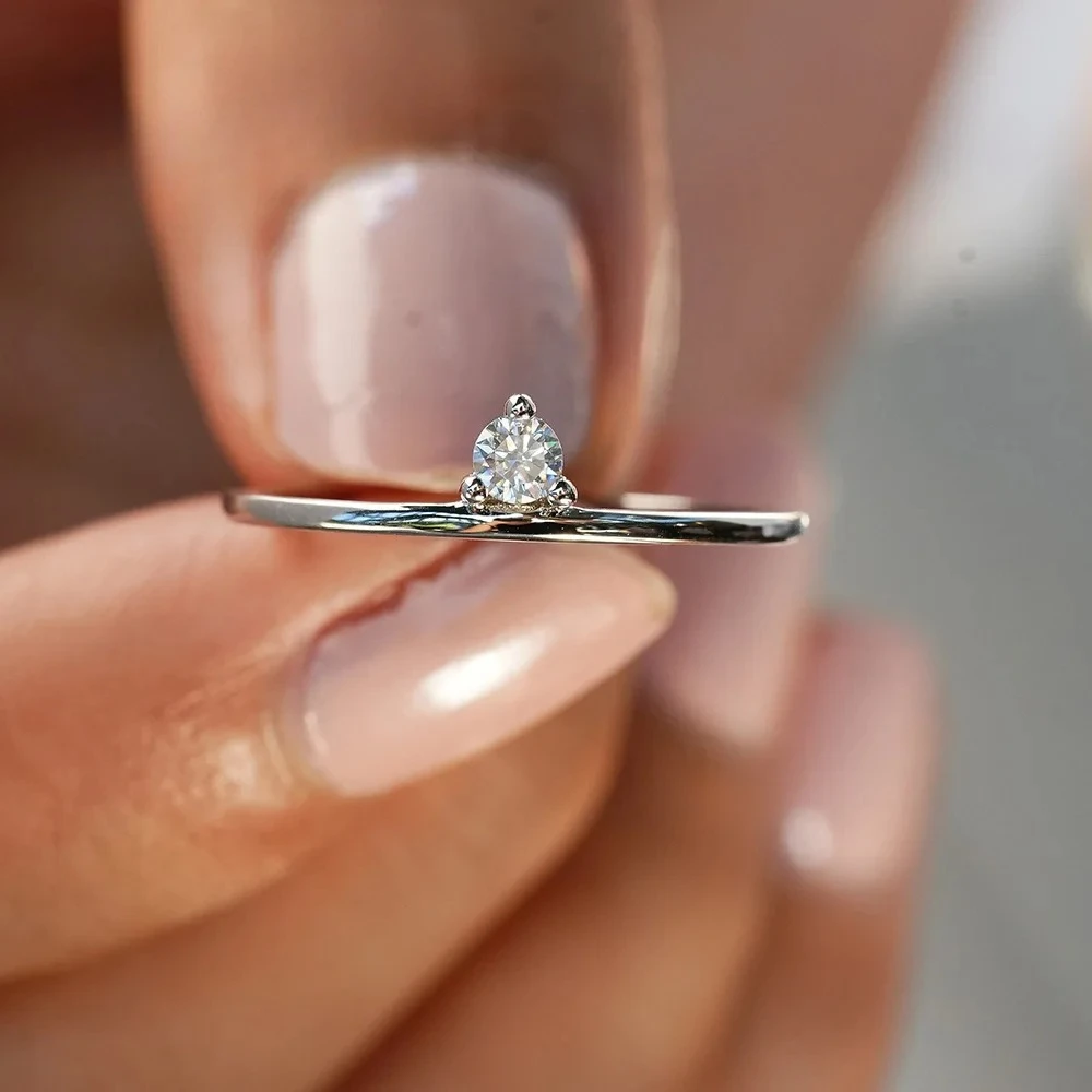 KyanGem Platinum PT950 Women's Fashion Two-Way Wear Super Sparkling Moissanite Ring Unique Minimalist Ring