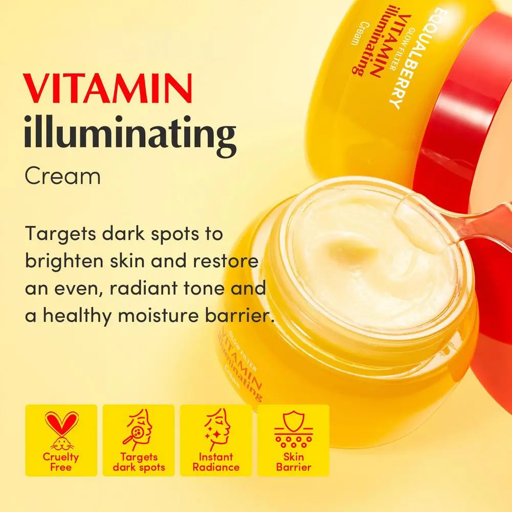EQQUALBERRY Cherry Vitamin C Brightening Serum Cream For Antioxidant Even Complexion Improve Skin Dullness Moisturizing & Repair
